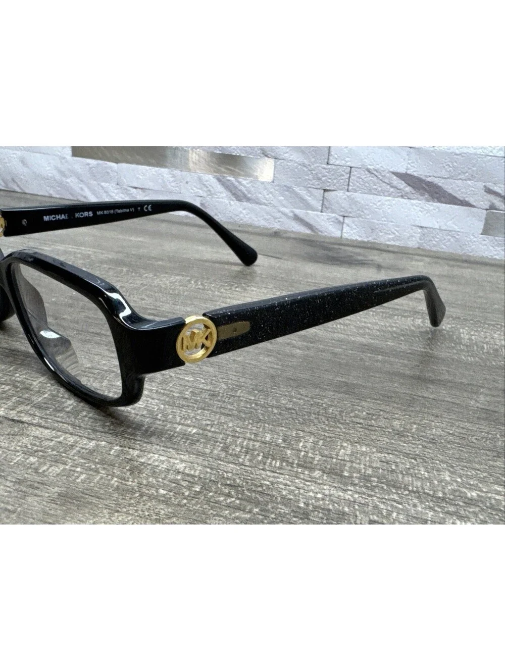 Michael Kors Tabitha V MK8016 3099 Black Glitter Rectangle Eyeglasses 52-17-135